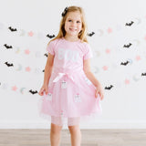 Boo Sequin Patch Halloween Short Sleeve Tutu Dress