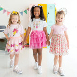 Pencil Bow Sequin Patch Short Sleeve T-Shirt - Ballet