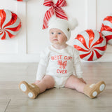 Best Gift Ever Christmas Long Sleeve Romper - White