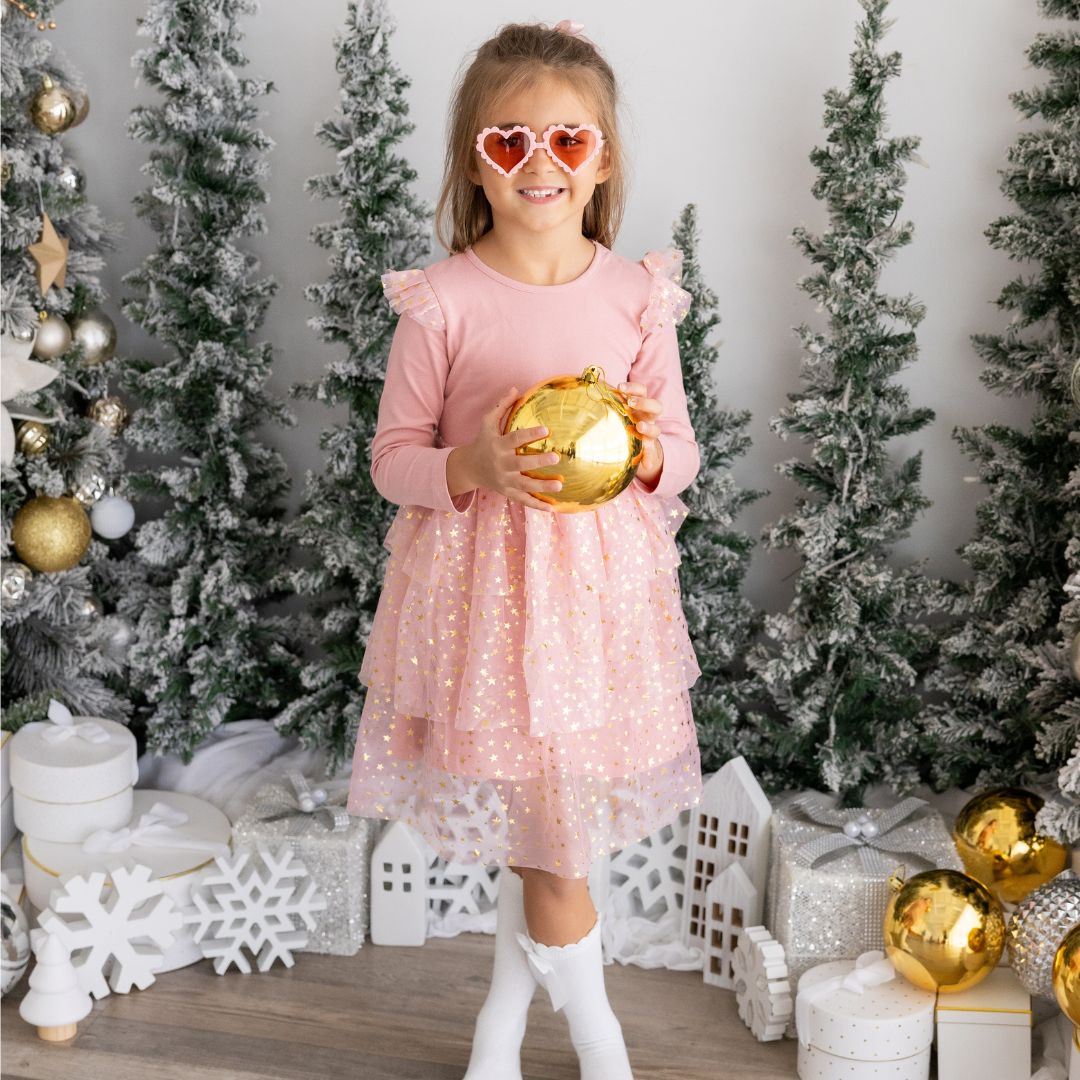 Blush Shimmer Christmas Long Sleeve Tutu Dress Blush Shimmer Christmas Long Sleeve Tutu Dress