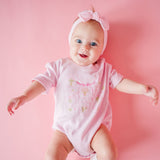 Bouquet Bow Short Sleeve Romper - Ballet