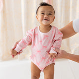 Bow Trellis Long Sleeve Romper - Ballet