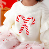 Candy Cane Christmas Ruffle Sweater