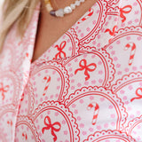 Candy Cane Scallop Christmas Women's Two-Piece Set
