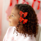 Ruby Sparkle Bow Clip Set