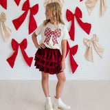 Christmas Plaid Bow Patch Short Sleeve T-Shirt
