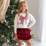 Christmas Plaid Bow Patch Sweatshirt
