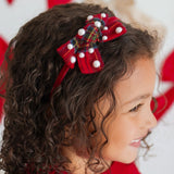 Christmas Tartan Pearl Bow Headband
