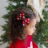 Christmas Tartan Pearl Bow Clip