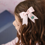 Christmas Tree Embroidered Bow Clip