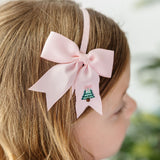 Christmas Tree Embroidered Bow Headband