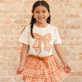 Cinnamon Plaid Tulle Bow Clip Set