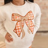 Cinnamon Plaid Bow Patch Sweatshirt