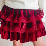 Ruby Red Velvet Tiered Christmas Skirt