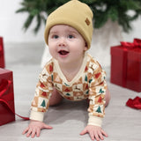 Cabin Christmas Long Sleeve Romper - Natural
