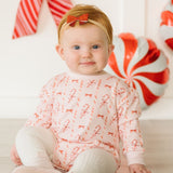 Candy Cane Lane Christmas Long Sleeve Romper - Ballet