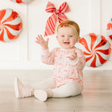 Candy Cane Lane Christmas Long Sleeve Romper - Ballet