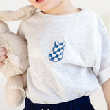 Checkered Bunny Patch Easter Short Sleeve T-Shirt - Ash
