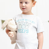 Chillin With My Peeps Checker Easter Short Sleeve T-Shirt - Ash