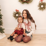 Christmas Plaid Bow Patch Women's Sweatshirt - Natural