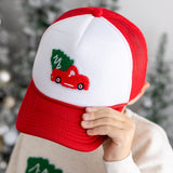 Christmas Truck Patch Trucker Hat - Red/White