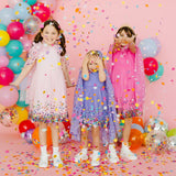 Lavender Confetti Short Sleeve Tutu Dress