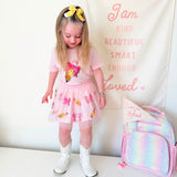 Pencil Bow Sequin Patch Short Sleeve T-Shirt - Ballet