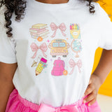 Coquette School Doodle Short Sleeve T-Shirt - White