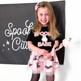 Spooky Babe Patch Halloween Short Sleeve T-Shirt - Black