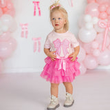 Raspberry Bow Tiered Tutu Skirt