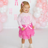 Raspberry Bow Tiered Tutu Skirt