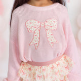Ditsy Floral Bow Knit Sweater