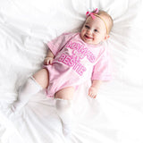 Mama's Bestie Pearl Patch Short Sleeve Romper - Ballet