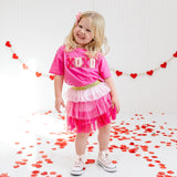 XOXO Patch Valentine's Day Short Sleeve T-Shirt - Raspberry