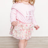 Lil Sis Embroidered Patch Long Sleeve Romper
