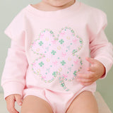 Ditsy Shamrock Patch St. Patrick's Day Long Sleeve Romper - Ballet