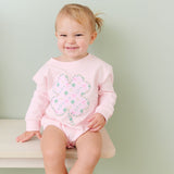 Ditsy Shamrock Patch St. Patrick's Day Long Sleeve Romper - Ballet