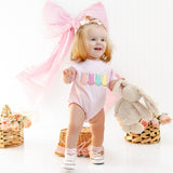 Easter Peeps Patch Short Sleeve Romper - Ballet