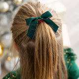 Emerald Coquette Christmas Bow Clip