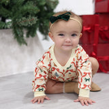 Christmas Cutie Long Sleeve Romper - Natural