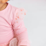 Flocked Heart Tiered Long Sleeve Tutu Bodysuit