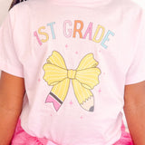 First Grade Pencil Bow Short Sleeve T-Shirt - Ballet
