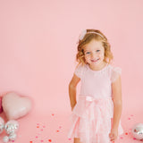 Flocked Heart Valentine's Day Tulle Bow Headband