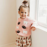 Football Bows Patch Knit Sweater