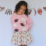 Football Bows Patch Knit Sweater