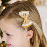 Gingerbread Christmas Velvet Bow Clip Set