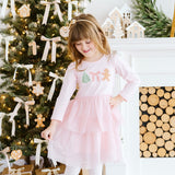 Gingerbread Embroidered Christmas Long Sleeve Tutu Dress