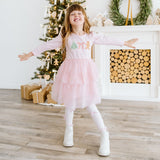 Gingerbread Embroidered Christmas Long Sleeve Tutu Dress