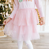 Gingerbread Embroidered Christmas Long Sleeve Tutu Dress