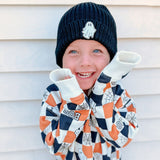 Ghost Patch Halloween Beanie - Black